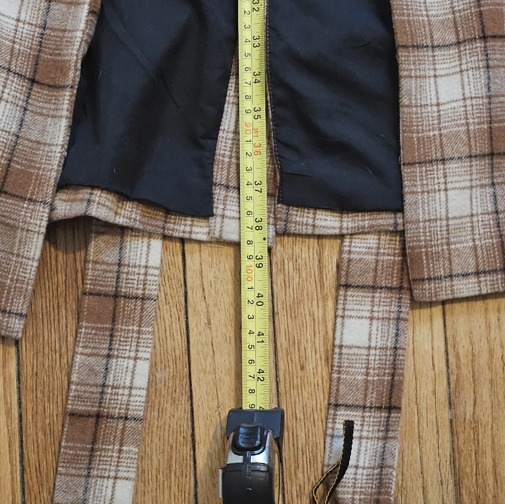 Forever 21 Brown And White Trench Plaid Belted Women's Coat - Picture 7 of 8